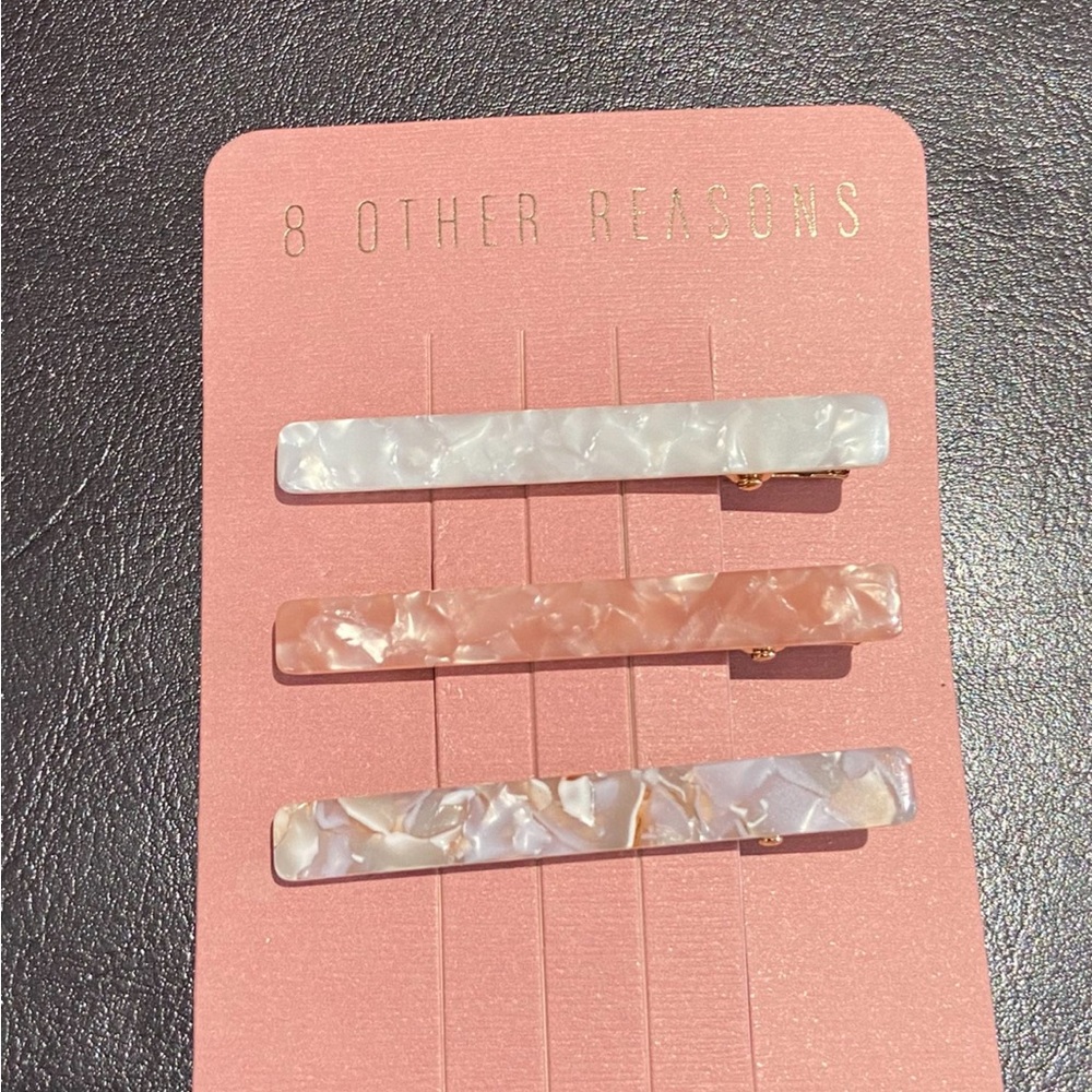 3 Marble Accent Hair Clips